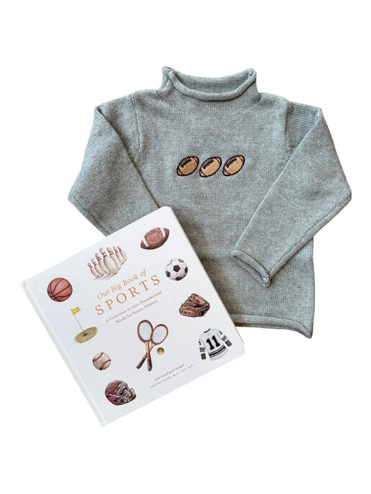 A Soft Idea Football Trio Roll Neck Sweater in Grey