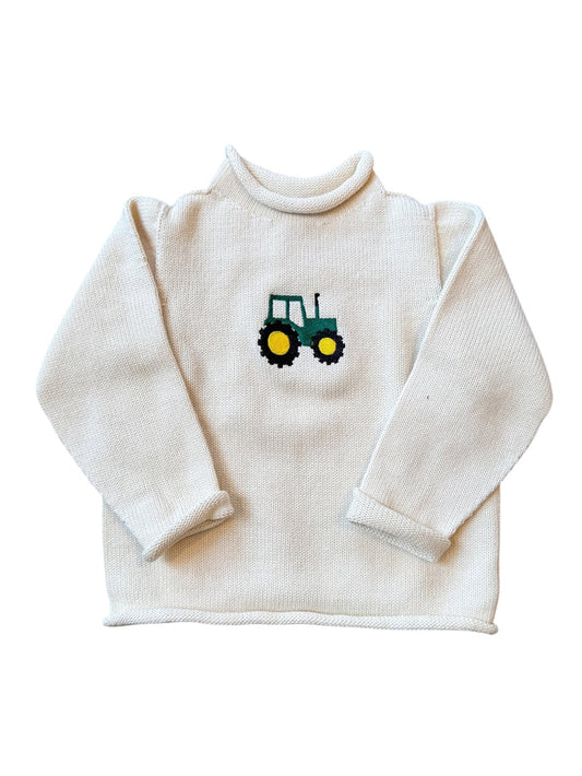 A Soft Idea Green Tractor Roll Neck Sweater in Natural