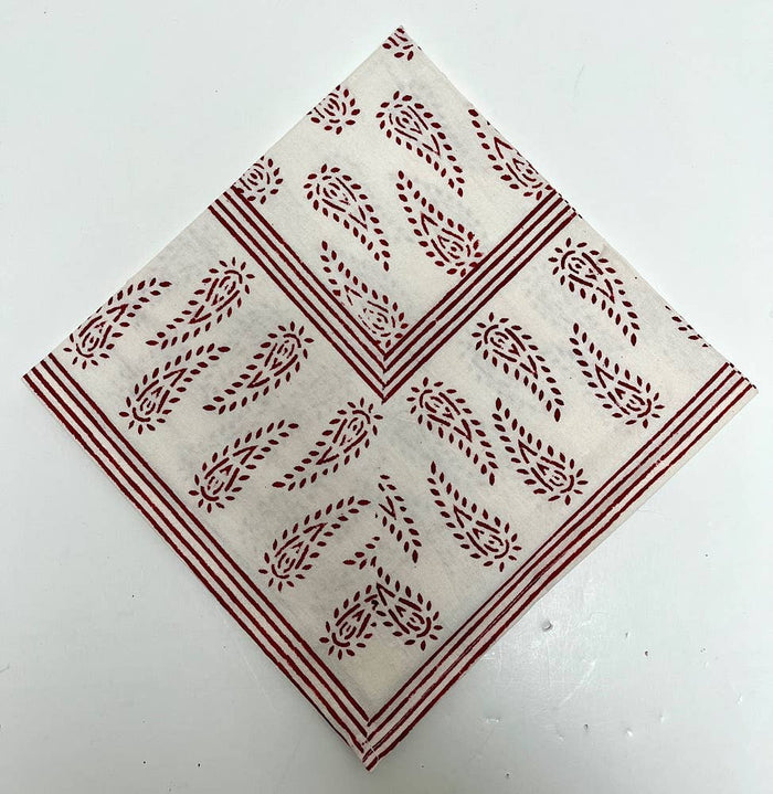 Abbey Paisley Red Block Print Napkins Set of 4