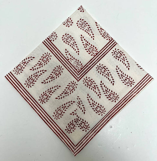 Abbey Paisley Red Block Print Napkins Set of 4