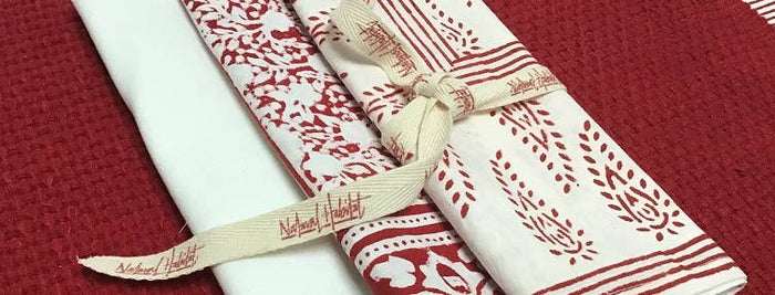 Abbey Paisley Red Block Print Napkins Set of 4