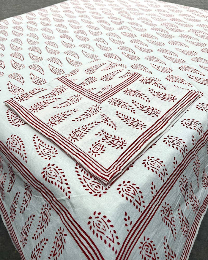 Abbey Paisley Red Block Print Napkins Set of 4