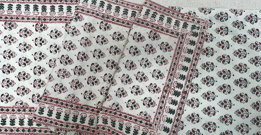 Table Runner 60" Alwar Floral Block Print Green