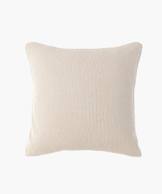 Full front view of the Amory Sham in ribbed cream knit, highlighting its square shape and textured softness. | Wildwood Home Co.