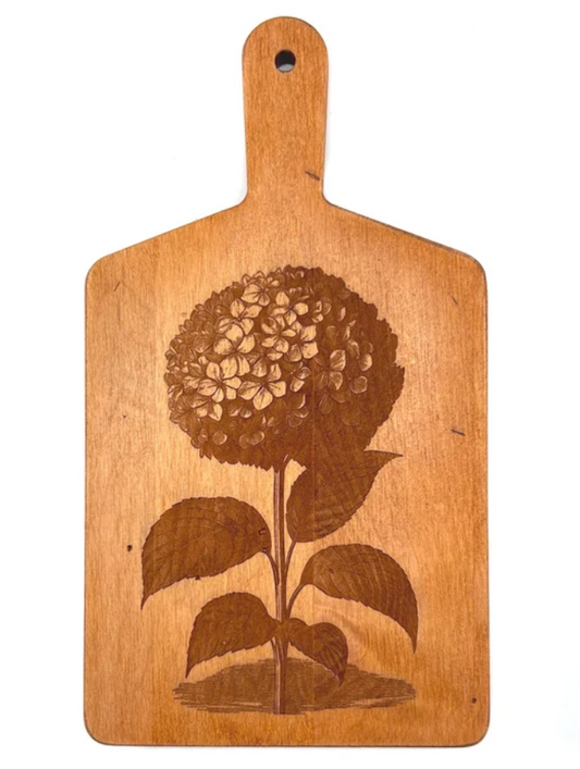 Artisan Maple Rectangle Handled Serving Board - Vintage Hydrangea