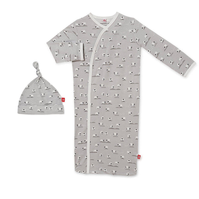 Baa Baa Baby Gray Gown Set NB