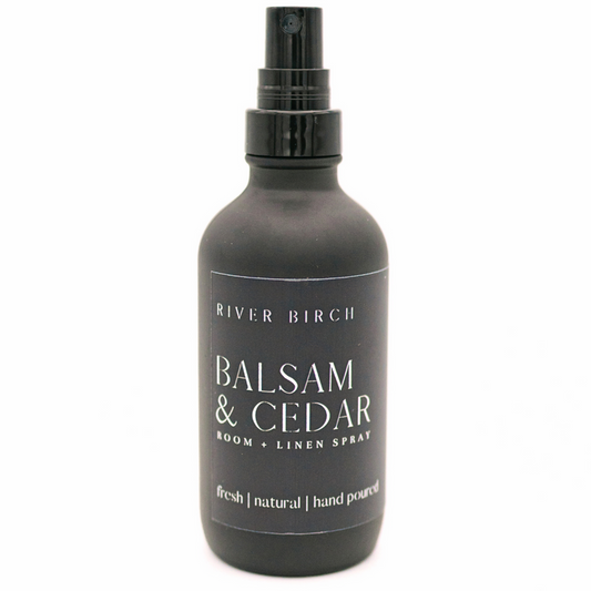 Balsam & Cedar - 4 oz Black Glass Room + Linen Spray