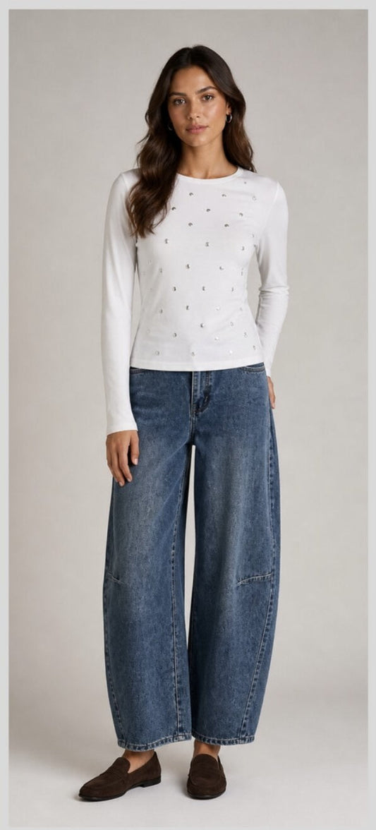 Barrel Leg Denim Jeans
