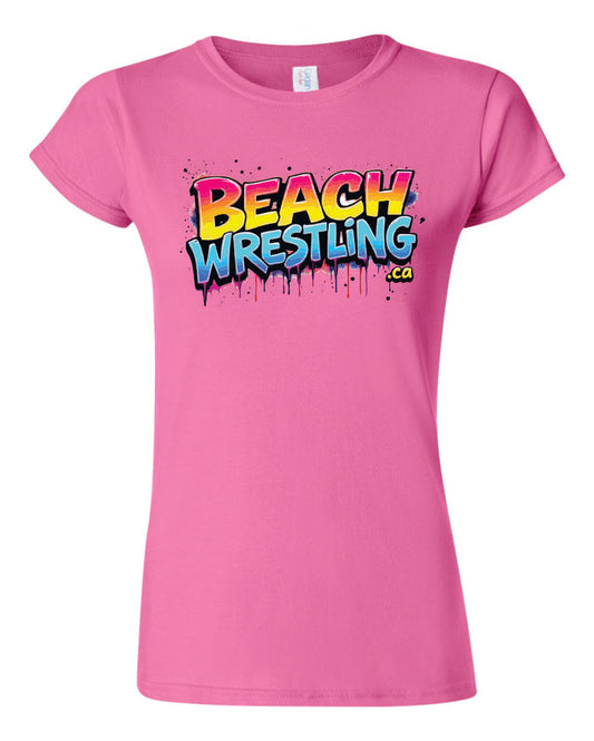 Beach Wrestling Tee Adult Womens Rosy2