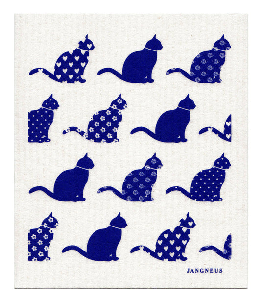 Blue Cats Swedish Dishcloth