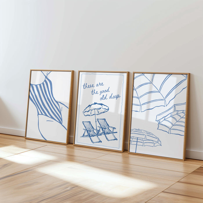 Blue Coastal Gallery Wall Set, Beach House Wall Art, Hamptons Style Decor, Meet Me At The Beach Print Set, Trendy Coastal Bundle Print Set