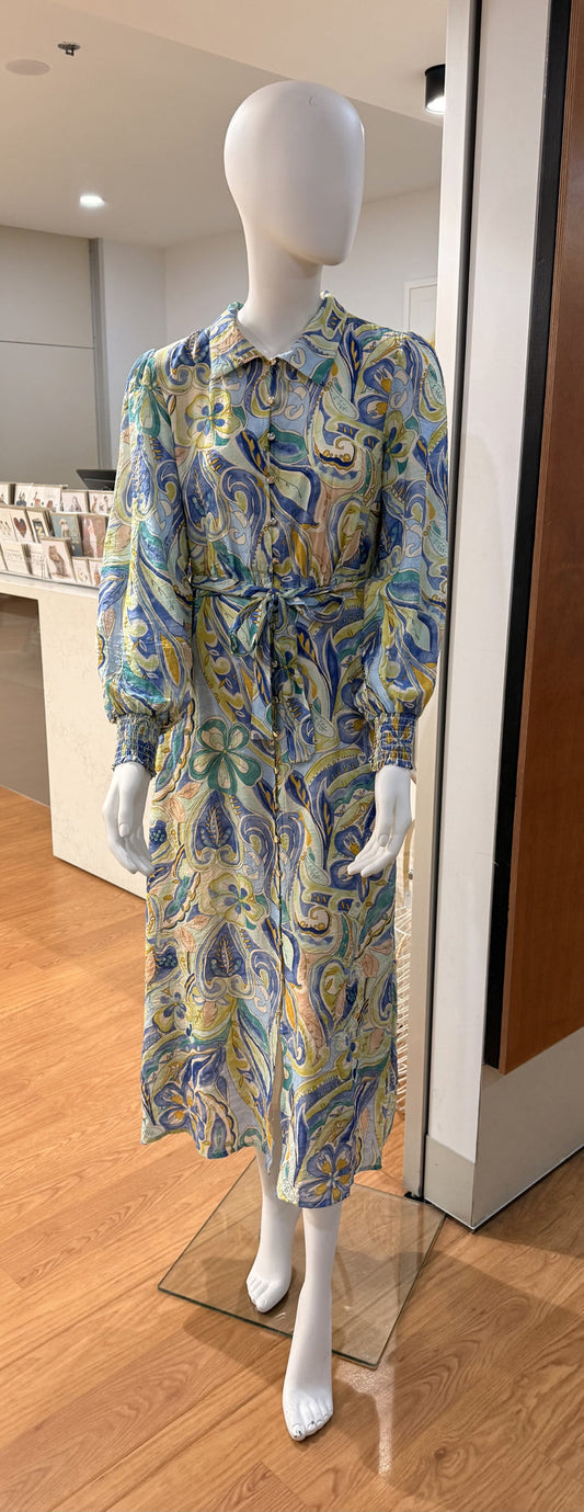 Blue Floral Paisley Dress