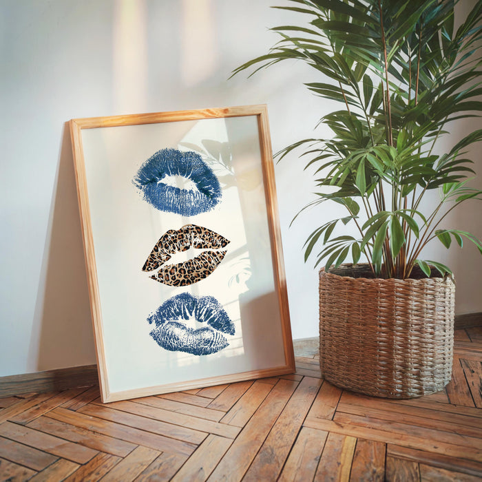 Blue Leopard Wall Art Set, How Lucky Are We Poster, 8 Ball Lucky Me Print, Fashion Animal Art, Modern Chic Gallery Print, Trendy Wall Art