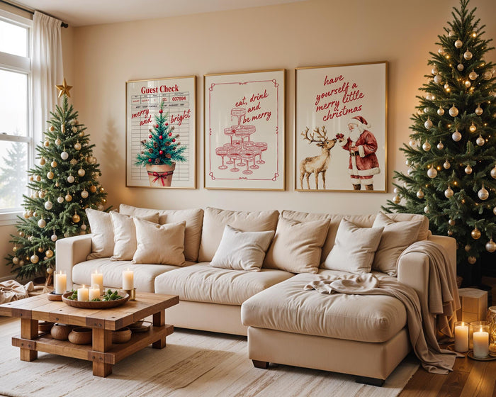 Set of 3 Christmas Prints, Christmas Wall Art, Guest Check Print, Holiday Decor, Typography Art, Christmas Coctail Print DIGITAL DOWNLOAD