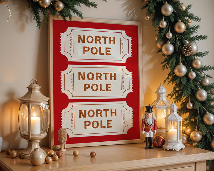 Set of 3 Christmas Prints, Christmas Wall Art, North Pole Ticket Print, Snowflakes Print, Holiday Decor, Typography Art, DIGITAL DOWNLOAD