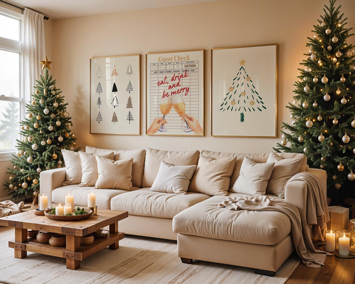 Set of 3 Christmas Prints, Modern Christmas Wall Art, Guest Check Print, Holiday Decor, Typography Art, Christmas Tree Print, DIGITAL