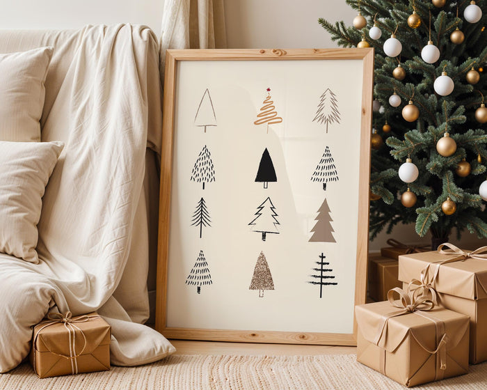 Set of 3 Christmas Prints, Modern Christmas Wall Art, Guest Check Print, Holiday Decor, Typography Art, Christmas Tree Print, DIGITAL