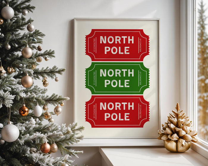 Christmas Wall Art Set of 3, Santa Cookie Note Print, Holiday Countdown Calendar Poster, North Pole Ticket Christmas Decor, DIGITAL DOWNLOAD