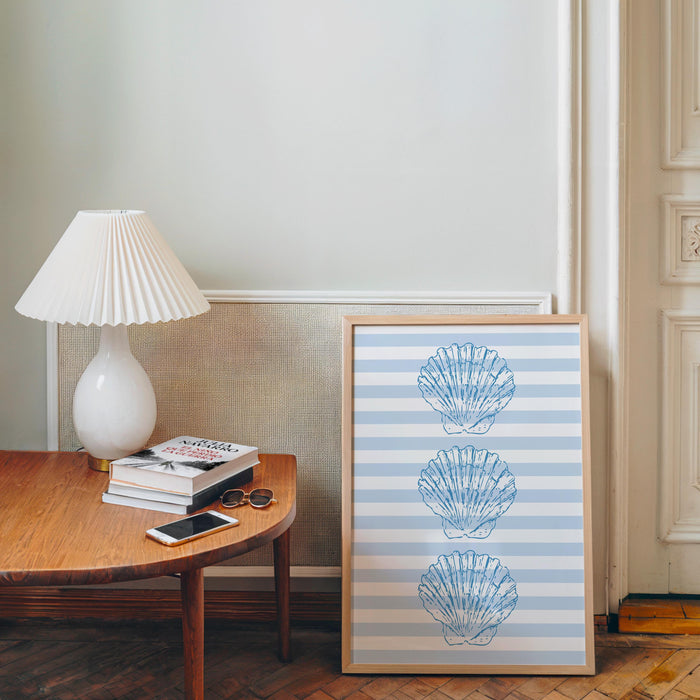 Coastal Gallery Wall Set of 3 Printable, Blue Beach House Decor, Seashell Nautical Art, Summer Ocean Bathroom Bedroom Prints