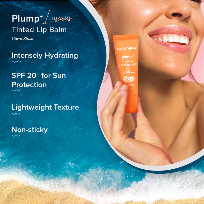 Coral Slush Plump+ Luscious Tinted Lip Balm - 10g (Pack of 2)