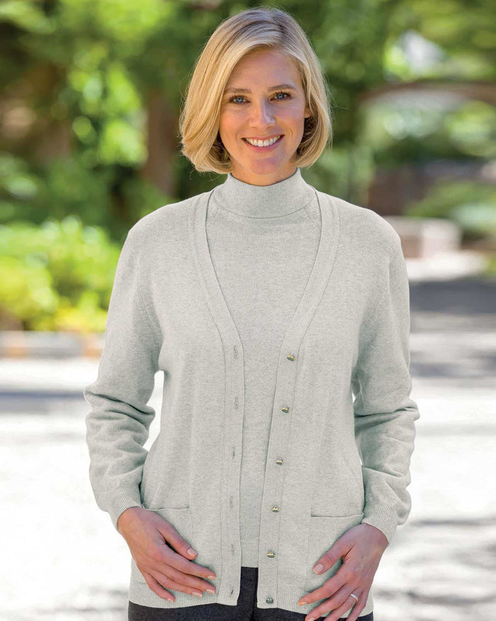 Cotton/Cashmere Cardigan - Pearl - Country Collection