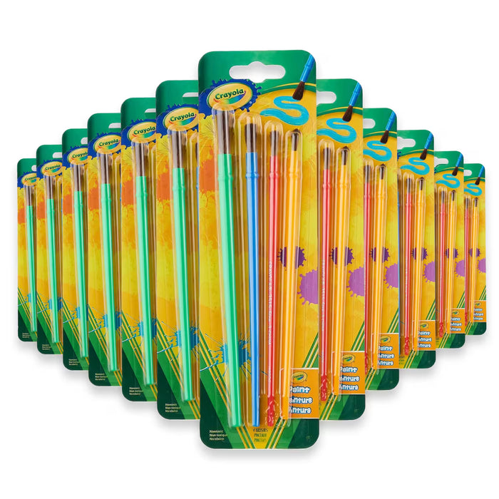 Crayola Paint Brush Set 4 Count Natural Hair Brushes - 12 Pack