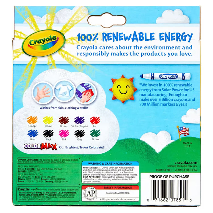 Crayola Ultra-Clean Washable Broad Line Markers - 10 Ct - 24 Pack