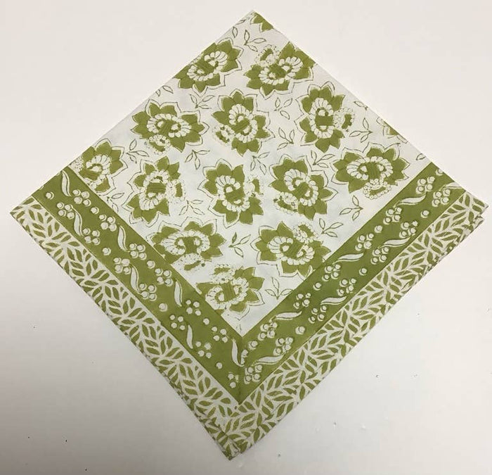 Daffodil Green Block Print Napkins Set of 4