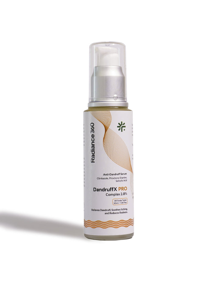 Radiance 360 DandruffFX Pro bottle on a white background