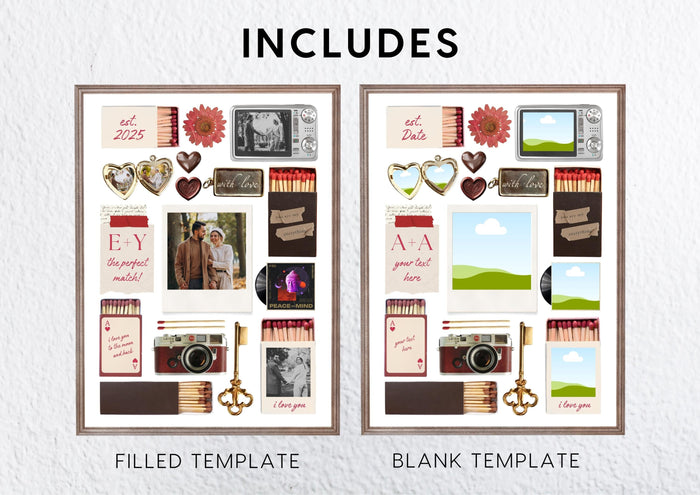 Editable Canva Template Matchbox Poster, Personalized Photo Collage Wall Art, Custom Anniversary Gift for Couples Wedding Engagement DIGITAL