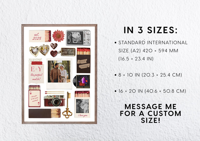 Editable Canva Template Matchbox Poster, Personalized Photo Collage Wall Art, Custom Anniversary Gift for Couples Wedding Engagement DIGITAL