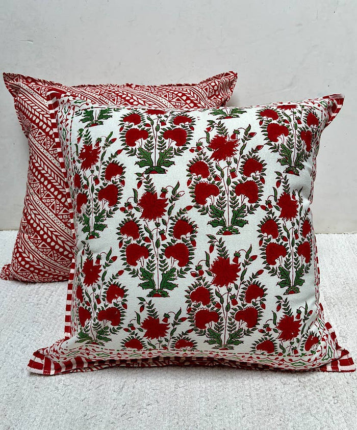Elegant Vibrant Firecracker Flower Block Print Pillow 18x18 with Insert