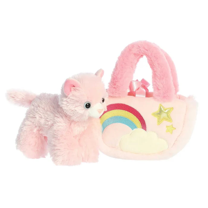 Fancy Pals Pastel Rainbow Carrier w/ Pink Cat