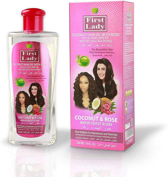 First Lady Coconut & Rose Hair Oil 300ml with Vitamin E | Deep Hair Nourishment, Shine & Scalp Care | Suitable for All Hair Types