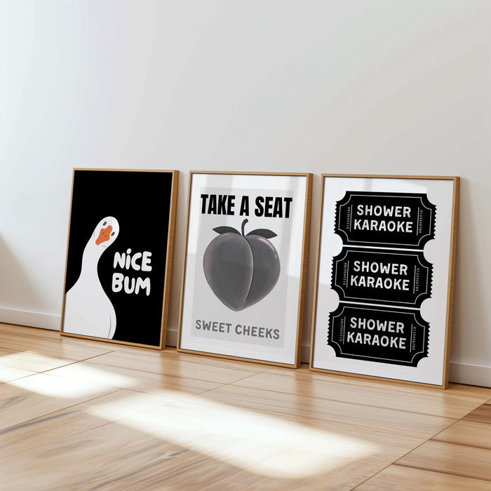 Funny Bathroom Wall Art Set of 6, Black and White Bathroom Prints, Modern Quote Posters, Minimalist Toilet Decor, DIGITAL DOWNLOAD