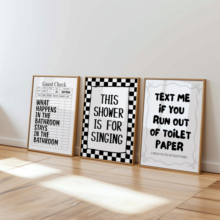 Funny Bathroom Wall Art Set of 6, Black and White Bathroom Prints, Modern Quote Posters, Minimalist Toilet Decor, DIGITAL DOWNLOAD