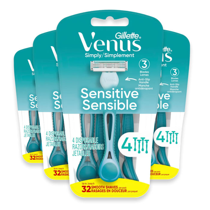 Gillette Venus Simply 3 Sensitive Women’s Disposable Razors - 4 Ct - 4 Pack