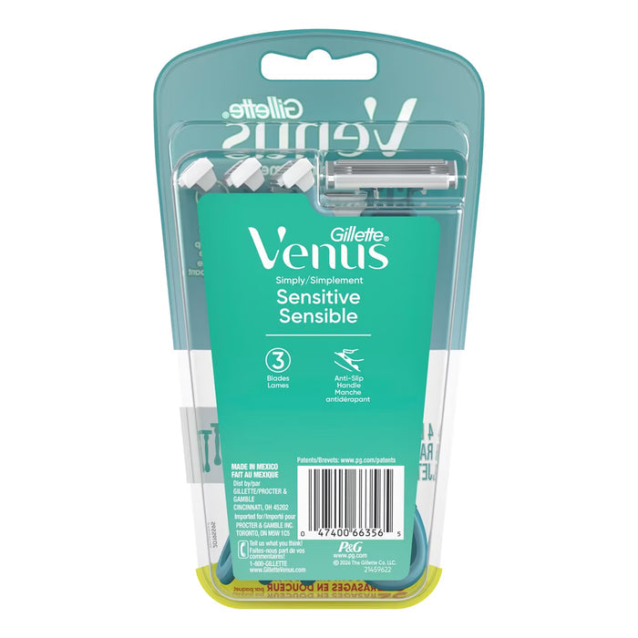 Gillette Venus Simply 3 Sensitive Women’s Disposable Razors - 4 Ct - 4 Pack
