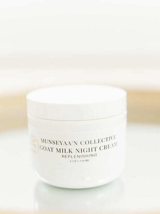 Jar of Goat Milk Night Cream with natural ingredients and moisturizing benefits