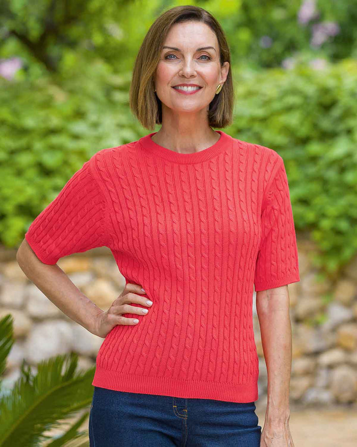 Gracie Cable Knit Pure Cotton Sweater - Country Collection