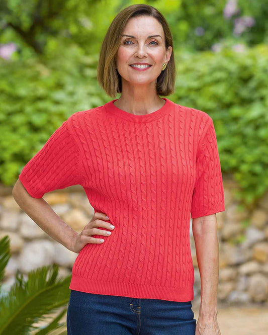 Gracie Cable Knit Pure Cotton Sweater - Country Collection