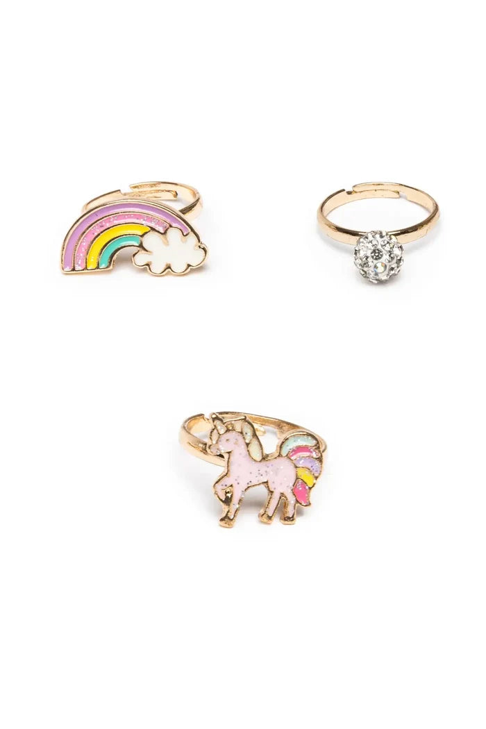 Great Pretenders Unicorn Rainbow Rings 3 Pce
