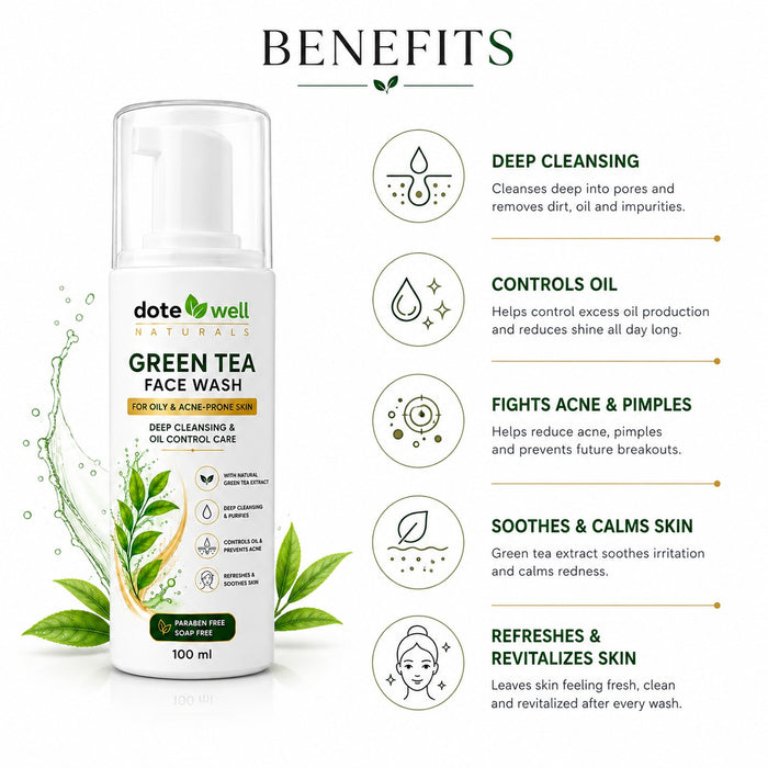 Green Tea Face Wash for Oily & Acne-Prone Skin | Deep Cleansing & Oil Control Care | 100 ml