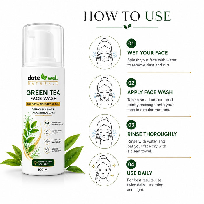 Green Tea Face Wash for Oily & Acne-Prone Skin | Deep Cleansing & Oil Control Care | 100 ml