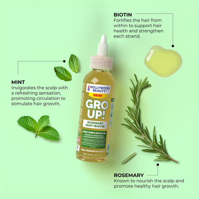 Gro Up! Rosemary, Mint + Biotin Daily Skin & Scalp Oil - 4 fl oz