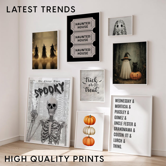 Halloween Wall Art Set of 18, Spooky Printable Decor, Haunted House Poster Bundle, Ghost Pumpkin Witch Prints, Fall Home Decoration DIGITAL
