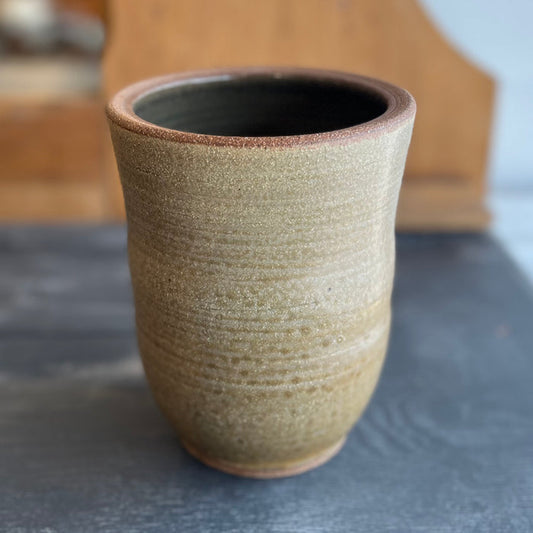 Hand Thrown Ceramic Olive Ash Glazed Vase