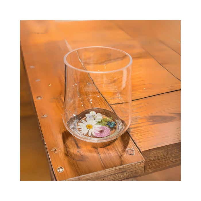 Acrylic floral resin stemless wine glass, perfect for casual spring events or effortlessly elegant occaisions