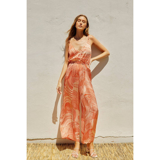 Heart Beat Cord Strap Surplice Jumpsuit