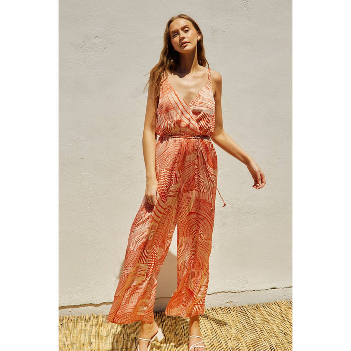 Heart Beat Cord Strap Surplice Jumpsuit